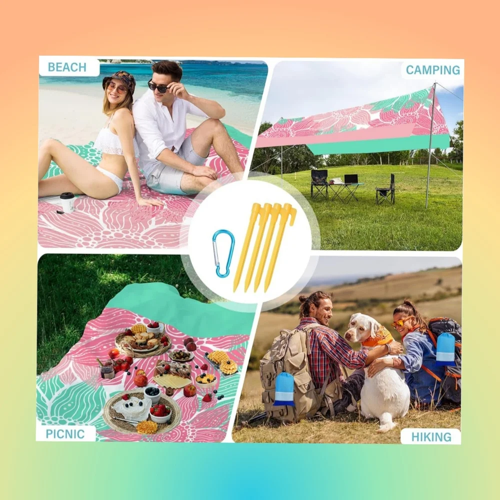 Colorful Ocean-Themed Polyester Beach Blanket. Size 78